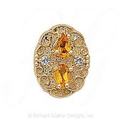 GS177 CIT/D - 14 Karat Gold Slide with Citrine center and Diamond accents 